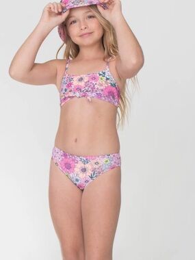 Shade Critters NWT Girls Floral Two-Piece Bikini Set in Pink